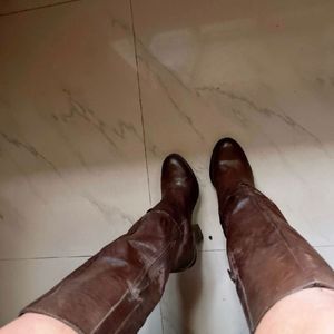 Leather Boots Knee Length Size 37