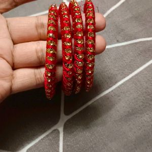 3 Sets Of Beautiful Silk Thread Bangles