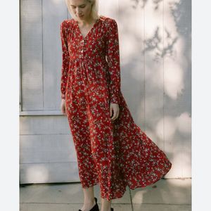 Floral Red Chinese Thrifted Dress.