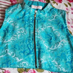 Libas blouse Front Zip Turquoise