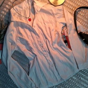 y2k white fitted shirt.