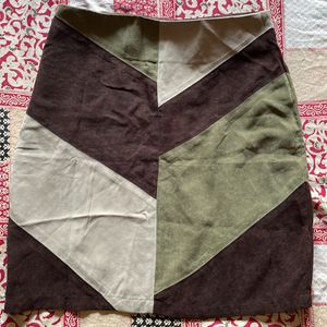 NEW Colour Block Suede Skirt