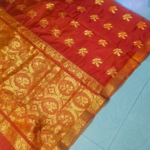 Orange Colour Shinning Organza Saree