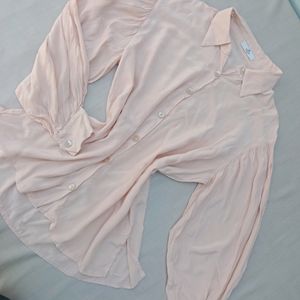 New Korean Peach Buff Sleeves Shirt