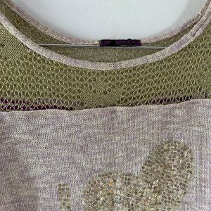 Golden Neckline Knitted Top