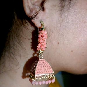 Peach Colour Stylish Jhumka For Festive Vibes..