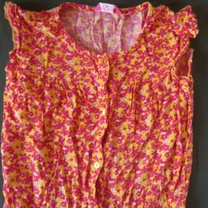 Pink & Yellow Floral Short Jumpsuit