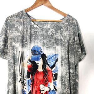 Grey Printed Casual Top (Women)