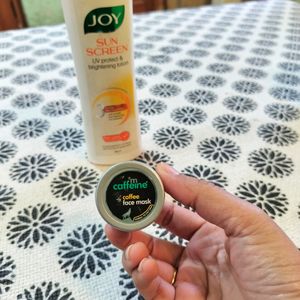 Joy moisturizing lotion and mcaffin face mask