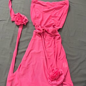 pink chiffon dress