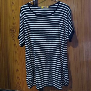 Cold Shoulder, Black And White Striped Top