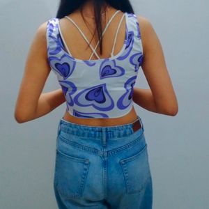 Purple Heart Printed Crop Top