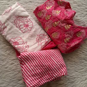 Pink Casual Kurtha Set (Women's)