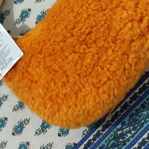 MANGO orange Handle Bag With Faux Fur