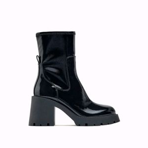 Zara Faux Patent High Heel Boots