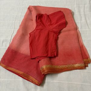 Cotton Net Saree with Blouse