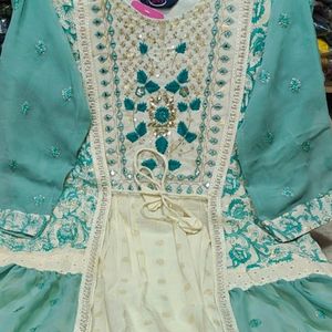 Embroidery Gown With Attached Shrug