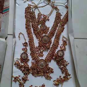 Traditional Red N White Dimond Bridal Set