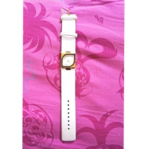 SONATA WATCH  WHITE LEATHER BELT