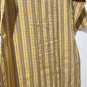 Yellow Straight Thread Strips Kurtha