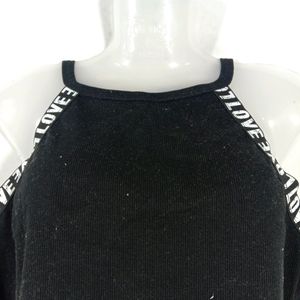 Black Casual Crop Top ( Women's)