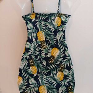 Shein Tropical Pineapple Palm Print Dress