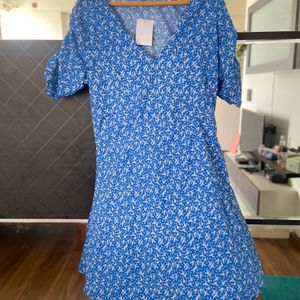 SSS Blue Skater Printed Dress