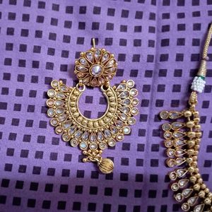 Necklace, Jhumka And Maangtika Set