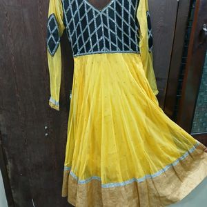 Black And Yellow Frock  Welvet