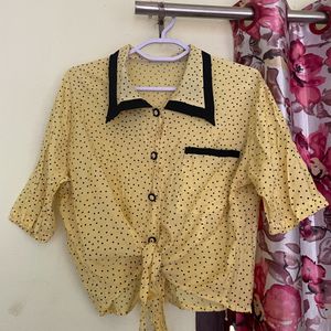 Cute Yellow Polka Dot Crop Top