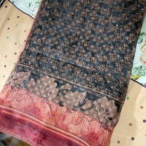 Black Transparent Printed Saree