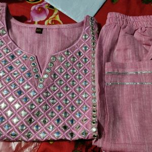 Pink Zari Kurta Set