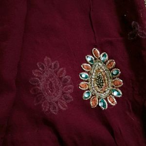 Dark Brown/Mehroom Colour Saree