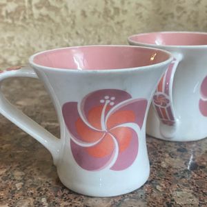 4 Ceramic Beautiful Mugs With Floral Print