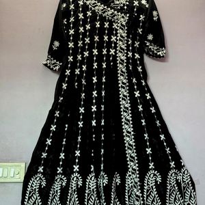 Black Georgette Chikankari Anarkali Kurta