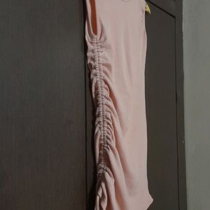 Peach Bodycone Midi  Dress