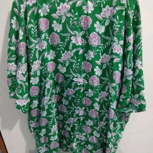 Plus Size Green Floral Shirt