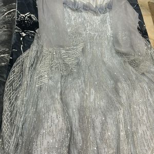 Silver Girls Gown For Party Wear