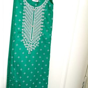 Cotton Blend Unstitched Neck Embroidered Material