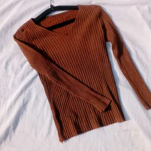 Brown Ribbed Sweater Top🪹🛍️