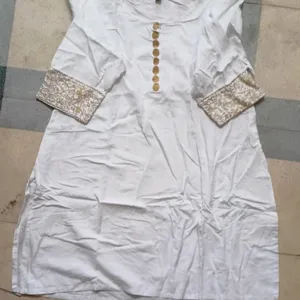 White Golden Kurti