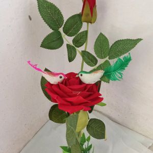 Artificial Rose Plant With Two Birds