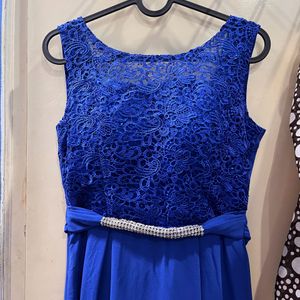 Designer Long Sleeveless Blue Gown