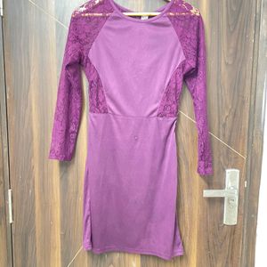 Purple Satin Net Dress