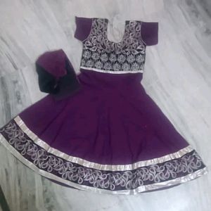 Like New Dark Purple Colour Long Frock.