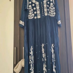 Blue Colored Chikankari Dress