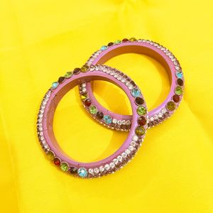 Best Kundan Pink Colour Bangles