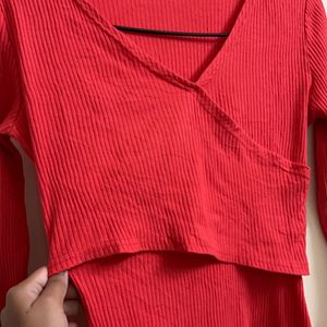 Red Wrap Semi Winter Top