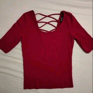 Criss- Vross Back Red Top For Women