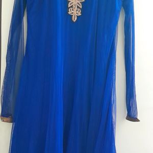 Blue Net Anarkali